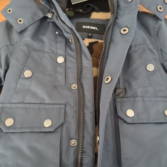 Diesel Little Boys camo fleece lined hooded Bomber Parka jacket NEW with Tags 2T - Picture 2 of 10